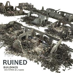 Ruined Damaged Buildings Collection 4